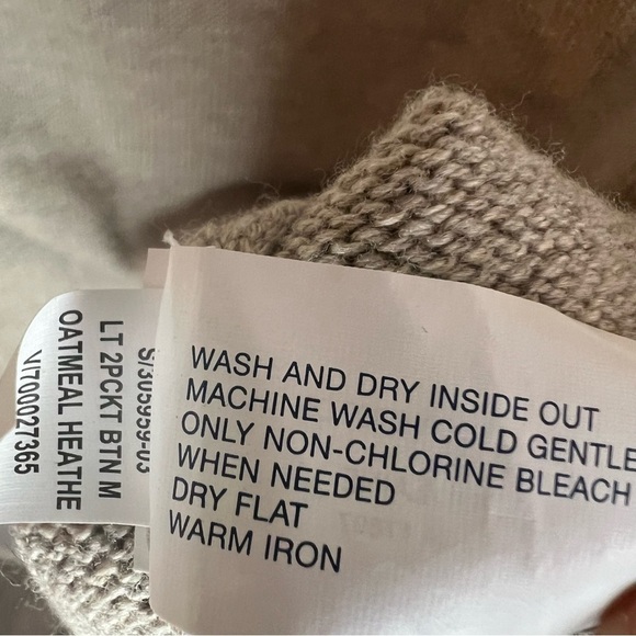 Gap Mens Sweater Large Tan Henley Wool Blend Double Elbows Mock Neck Pockets - Picture 8 of 12